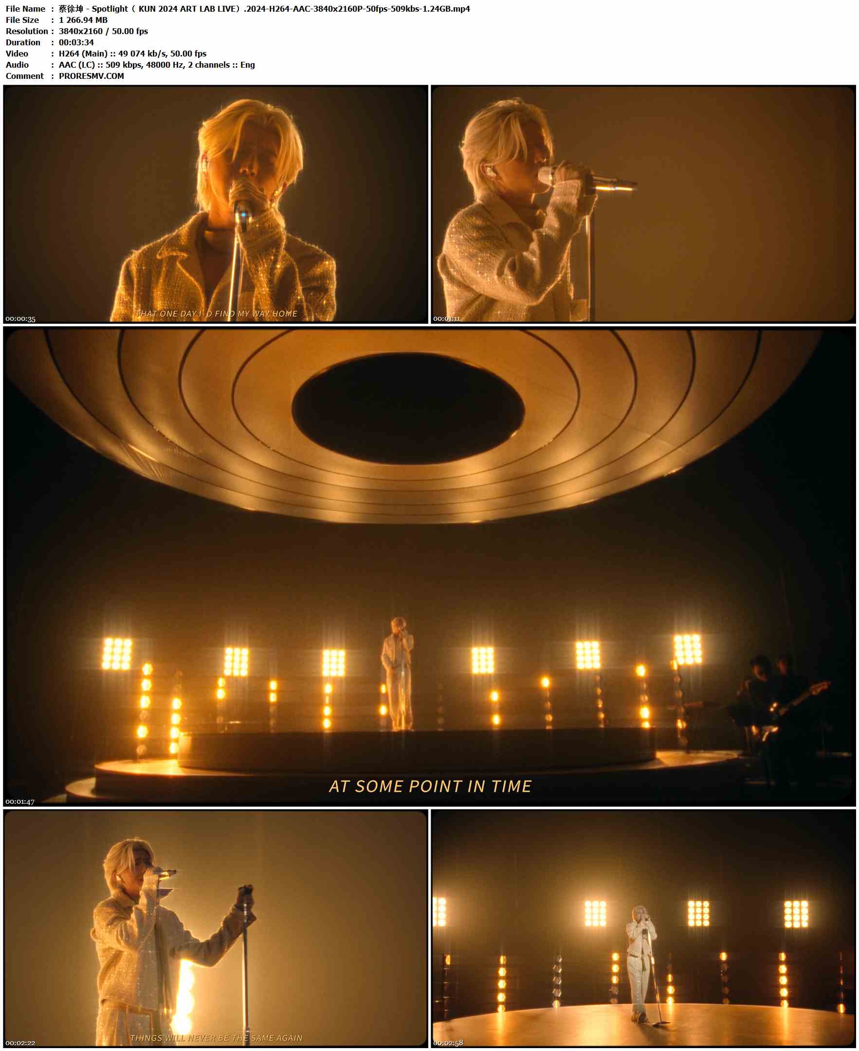 蔡徐坤 - Spotlight（ KUN 2024 ART LAB LIVE）.2024-H264-AAC-3840x2160P-50fps-509kbs-1.24GB官方MV_高清MV